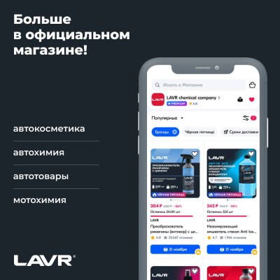 Двухфазная раскоксовка двигателя Х2 LAVR, 400 мл / Ln2513