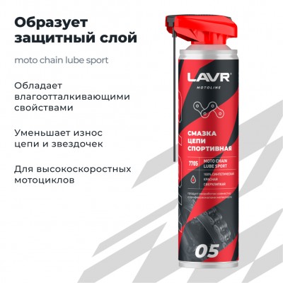 Смазка цепи спортивная для мотоциклов LAVR MOTOLINE, 520 мл / Ln7705